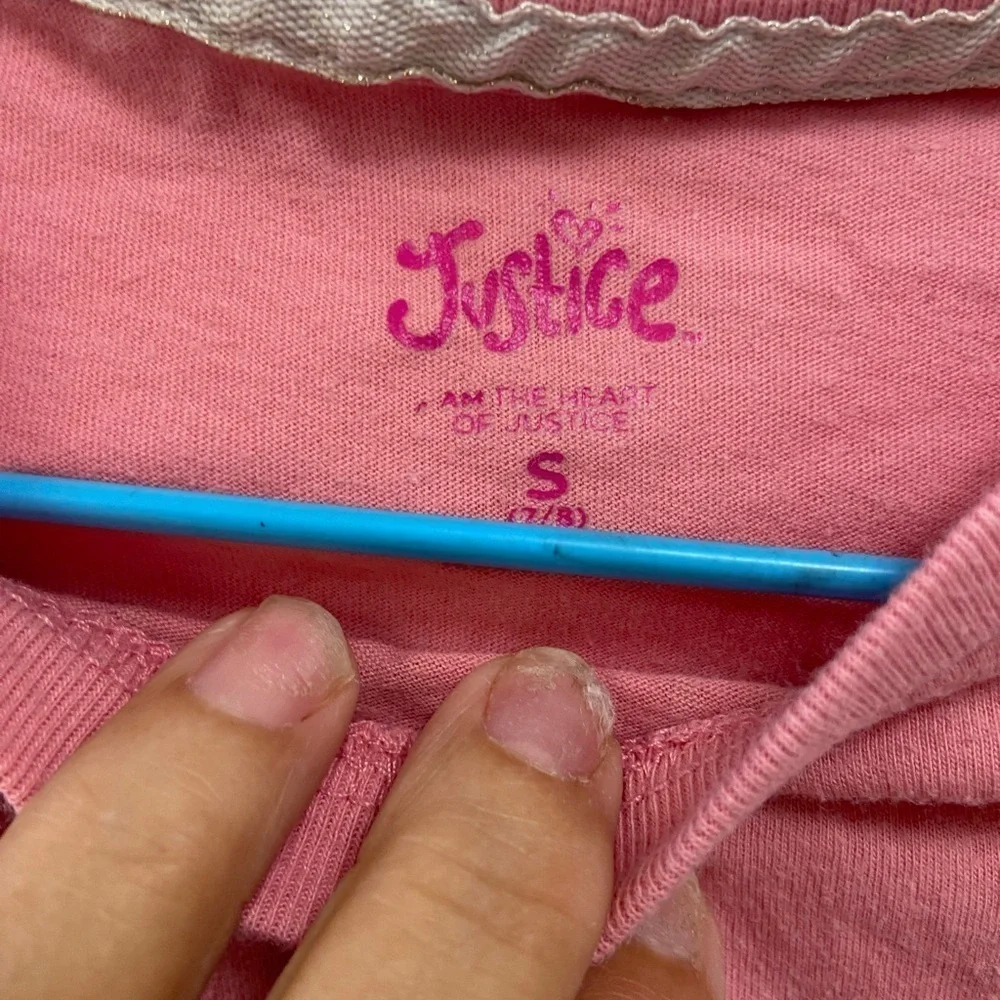 Girls small Justice pink shirt w inspirational saying